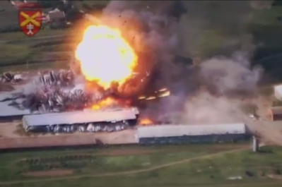 Детонация БК на складе рашистов