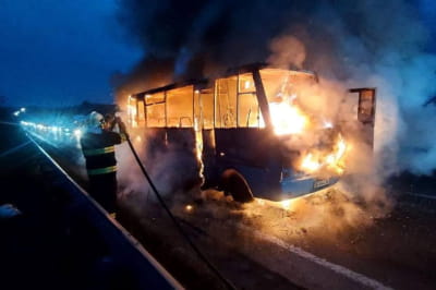 В Закарпатье сгорел пассажирский автобус