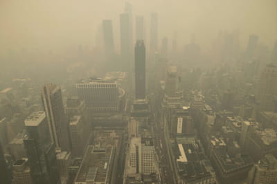 Нью-Йорк и другие штаты США затянуло густым дымом от лесных пожаров