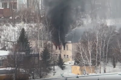Казарма горить в рф