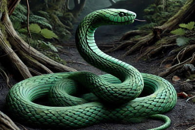 Зеленая деревянная змея