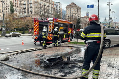 Пожежа автомобільних покришок на Хрешатику