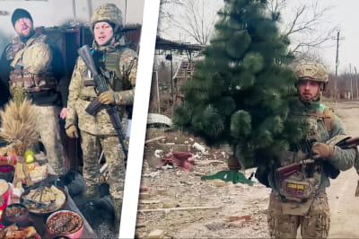 Военнослужащие празднуют Рождество