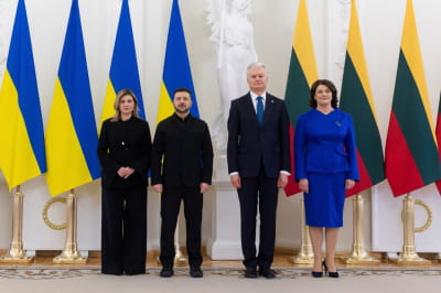 Елена Зеленская, Владимир Зеленский, Гитанас Науседа и Диана Науседене