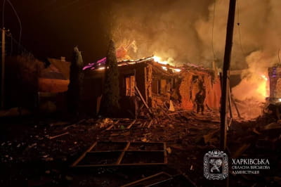 Наслідки російського обстрілу сел. Золочів