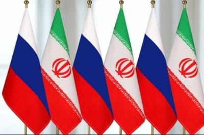 Прапори росії та Ірану