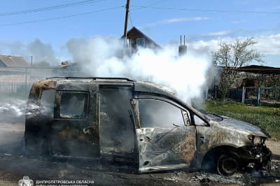 Згоріле авто після дрона