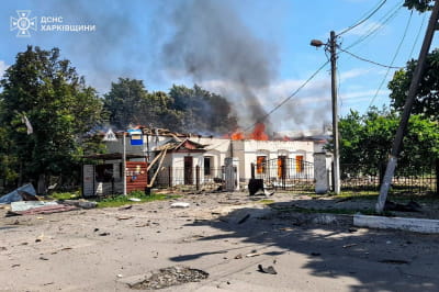 Наслідки ворожої атаки у м. Балаклія