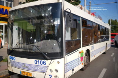 Наслідки обстрілу цивільного транспорту у Запоріжжі