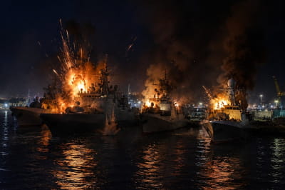 Уражено військово-морську базу рф, візуалізація