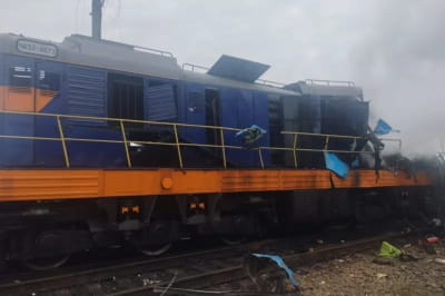 локомотив поїзда Київ – Варшава після атаки БпЛА
