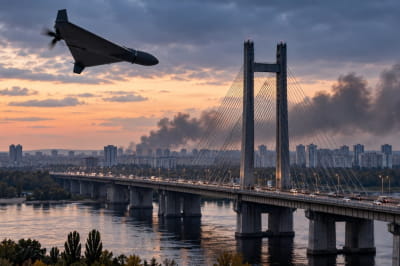 дрон вдарив поблизу Північного мосту