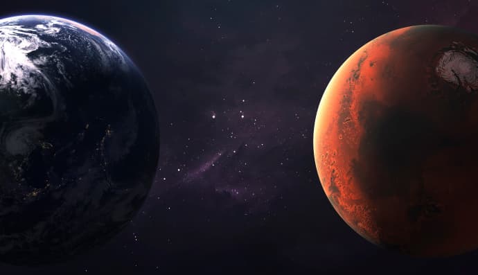Марс и Земля