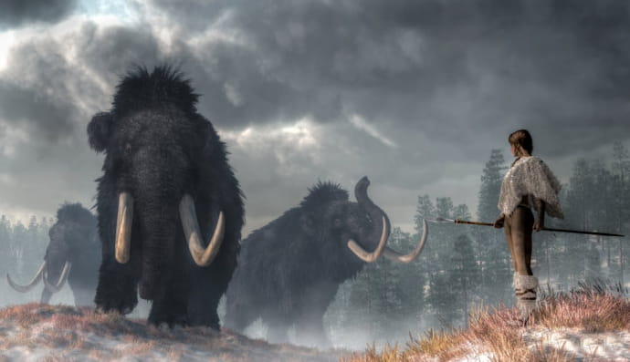 Женщина и мамонты