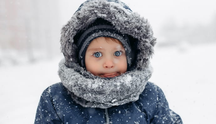 Дитина, мороз, сніг, лід, язик, холод