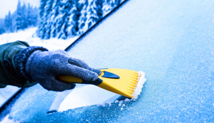 зима, автомобіль, скло, лід