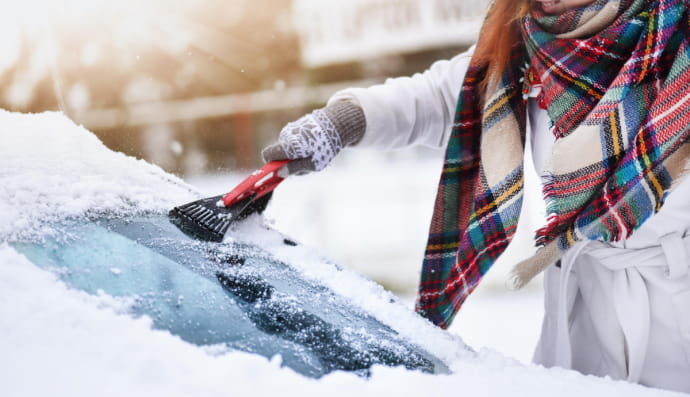зима, автомобіль, скло, лід