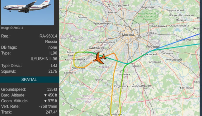 Передвижение самолета путина