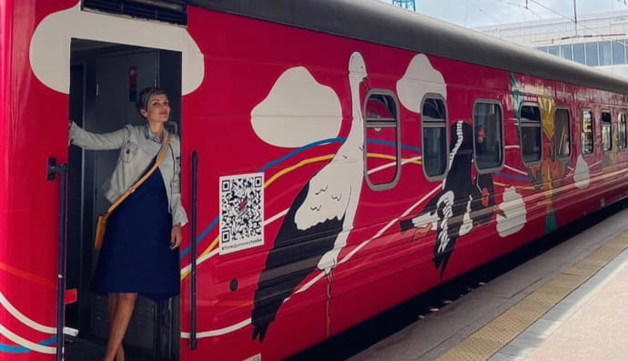 Потяг "Укрзалізниці" з ілюстраціями українського художника