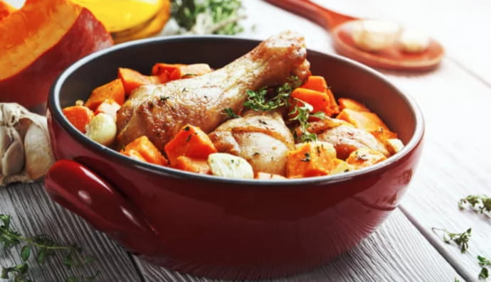 курячі гомілки з гарбузом