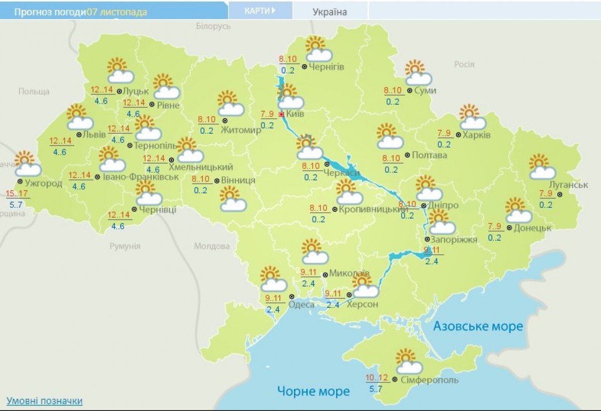 Погода 5-9 листопада