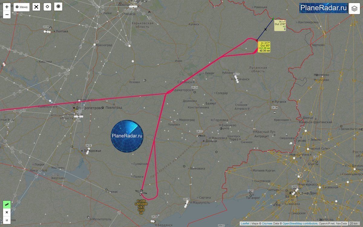 RQ-4B Global Hawk під час польоту на Донбасі 15 січня 2019 року