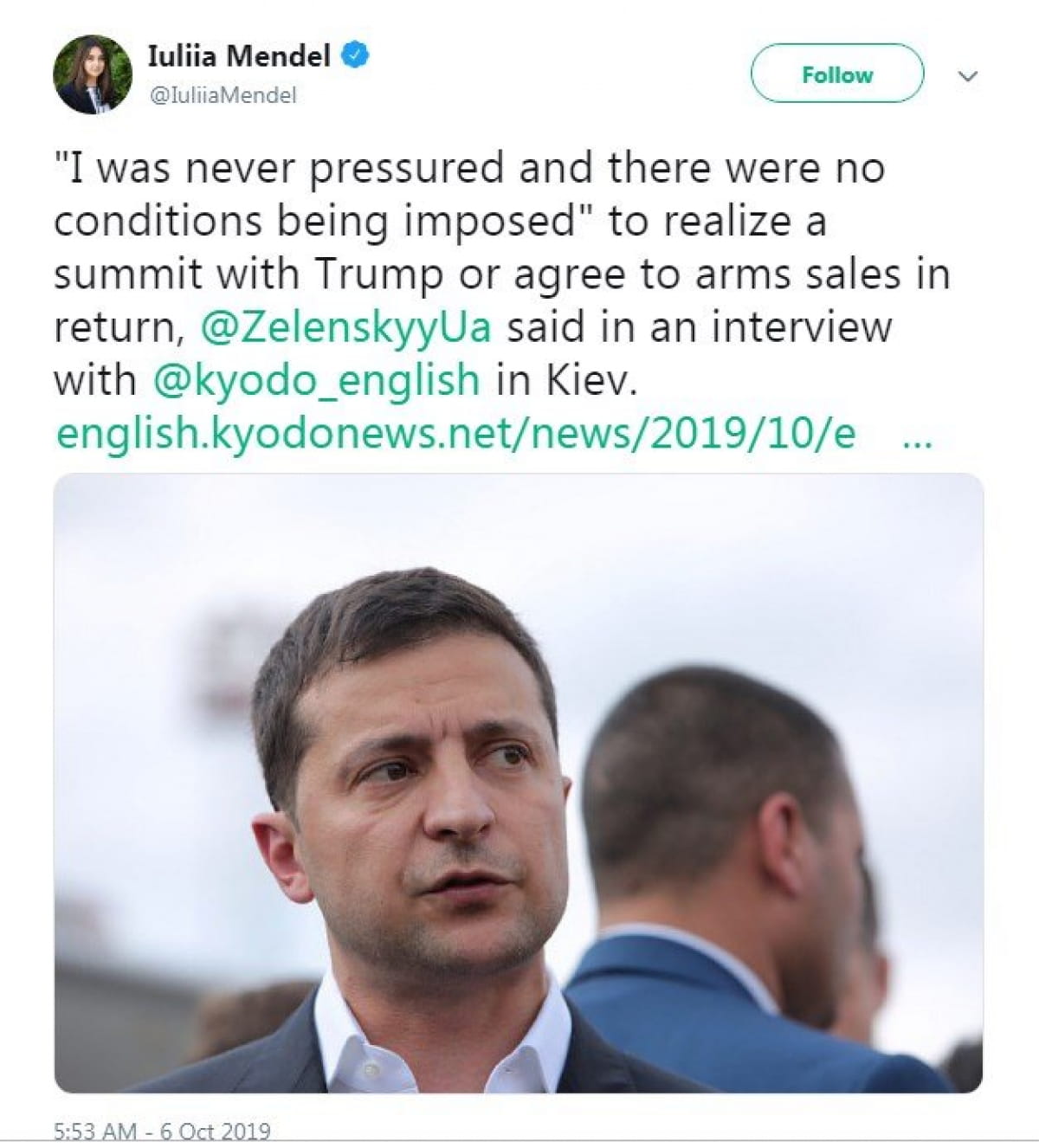 Допис Мендель у Твітері