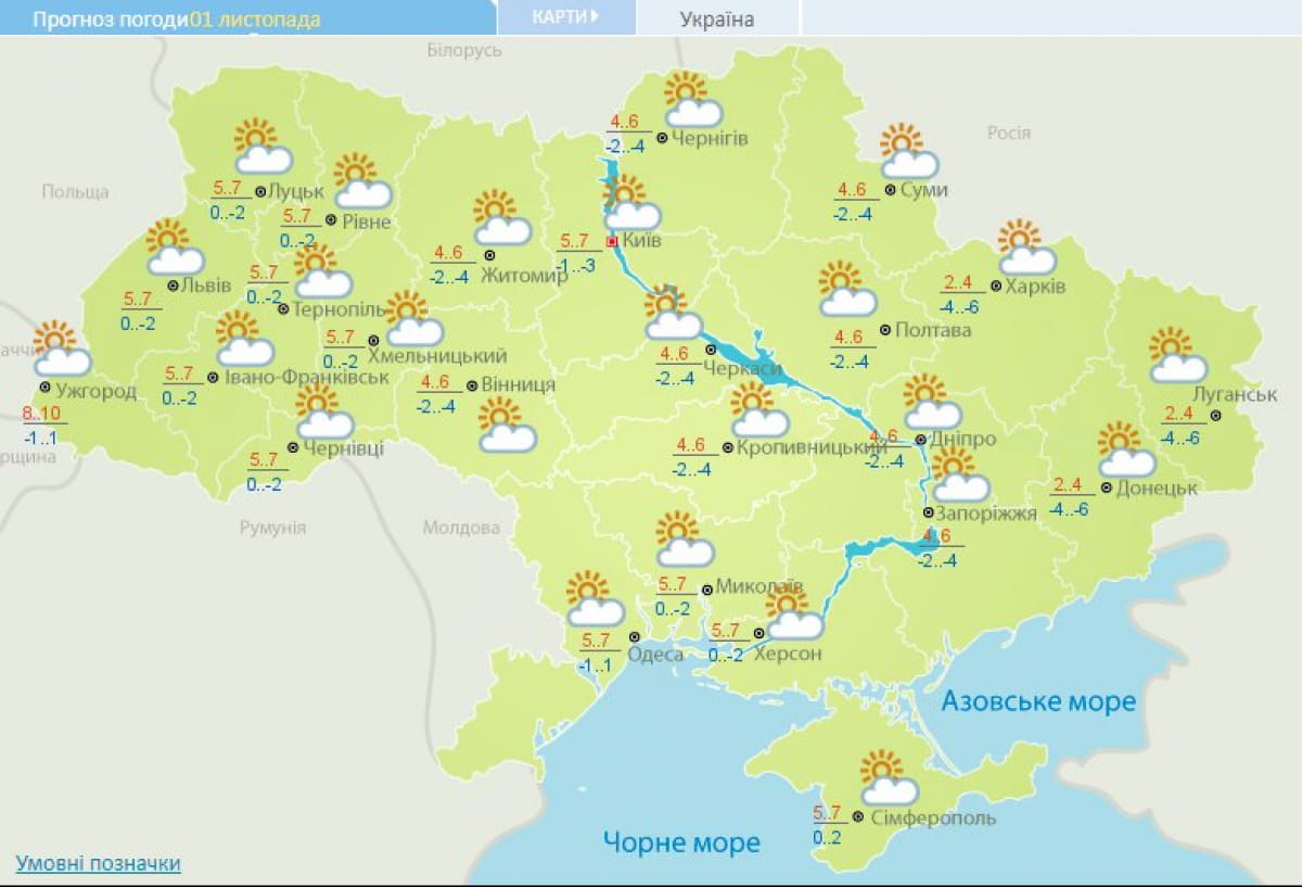 Погода 1 ноября