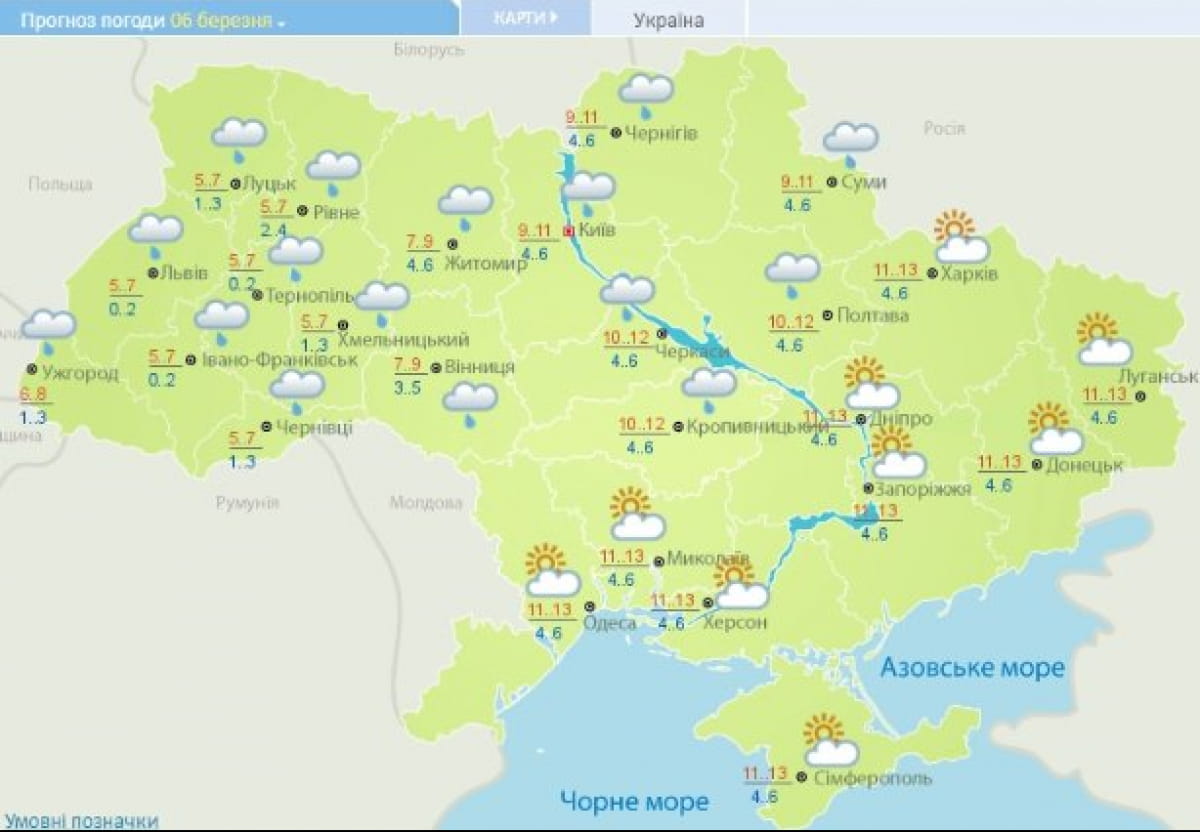 Погода в Україні в березні