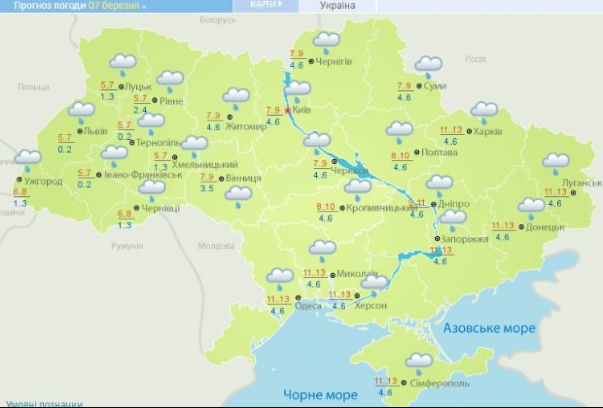 Погода в Україні в березні