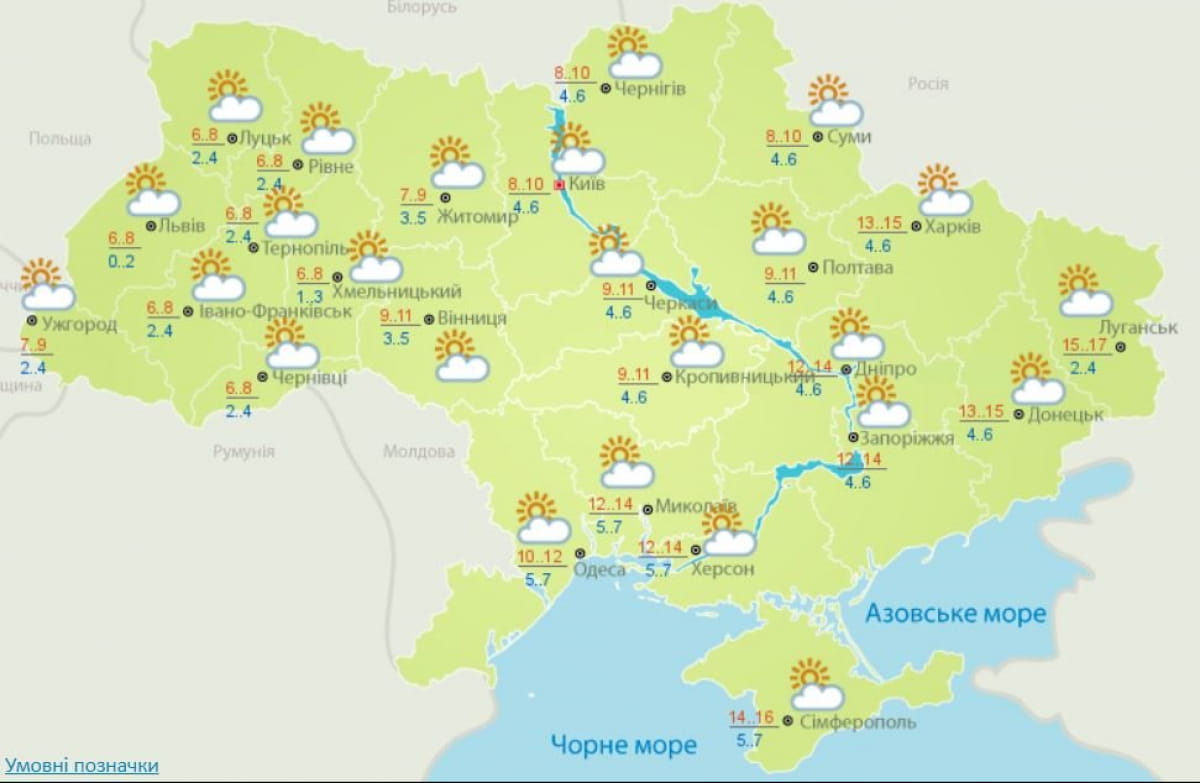 Погода на 7-10 березня