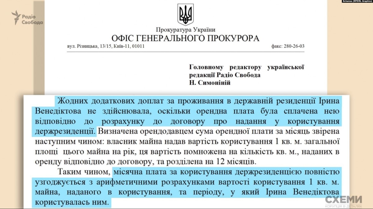 Відповідь щодо оренди держдачі