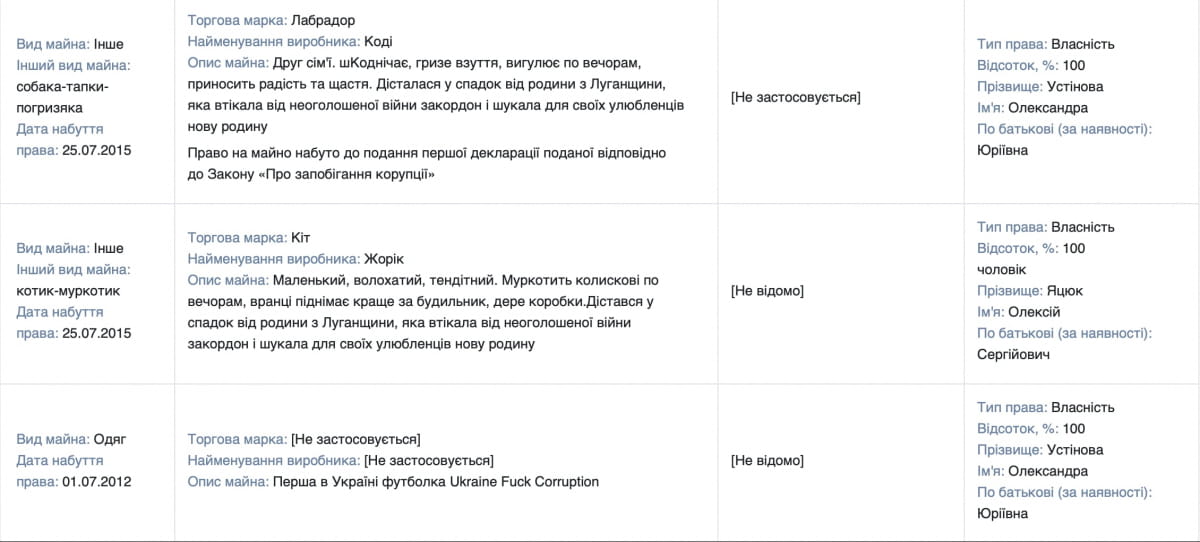 Декларация Устиновой
