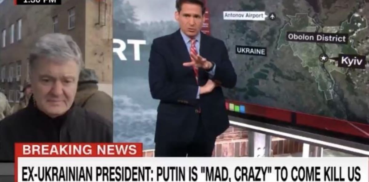 Петр Порошенко во время интерью CNN
