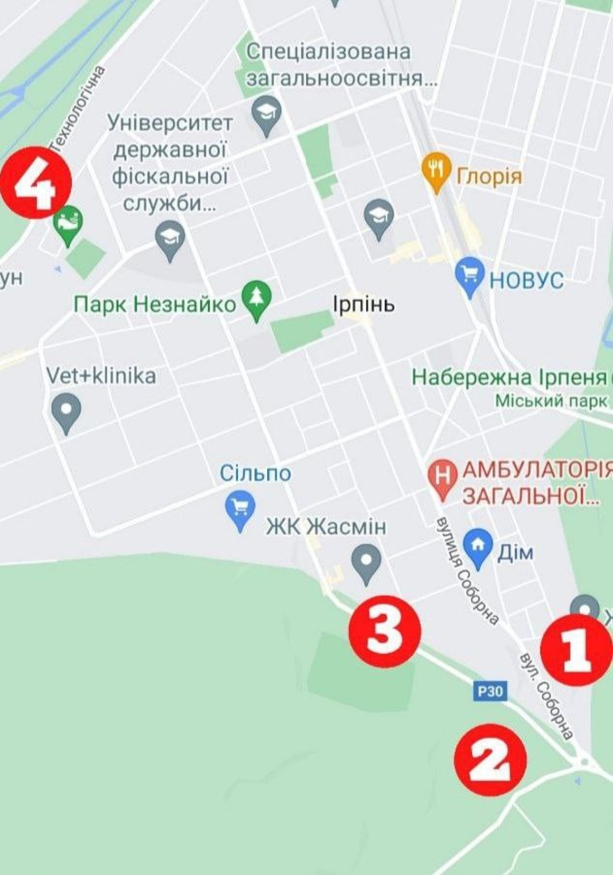 расположение стоянок