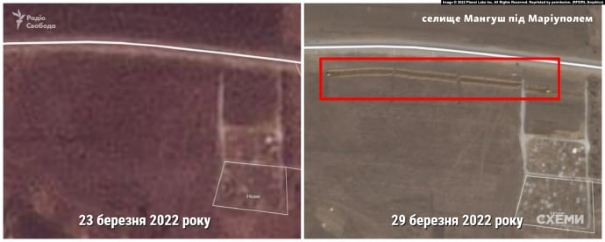 Супутникові знімки братської могили в Маріуполі