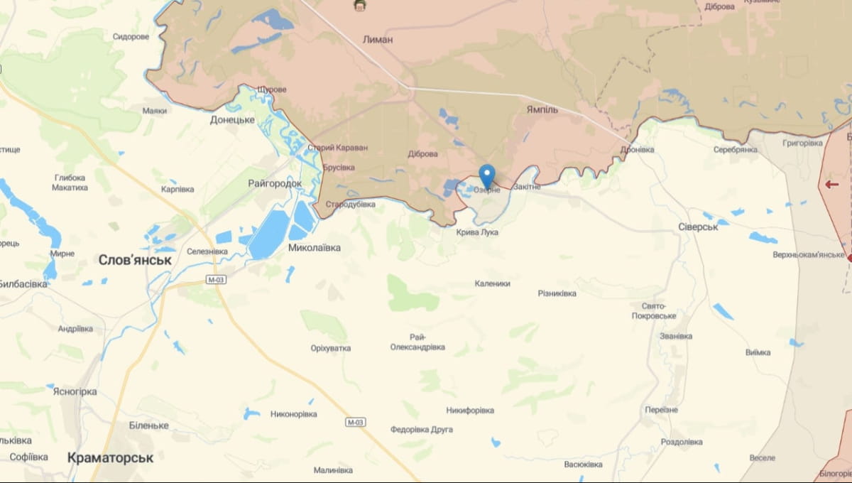 Озерное на карте