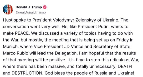 Трамп о разговоре с Зеленским