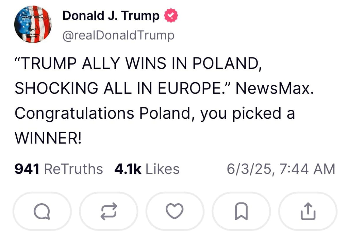 Пост Трампа у Truth Social
